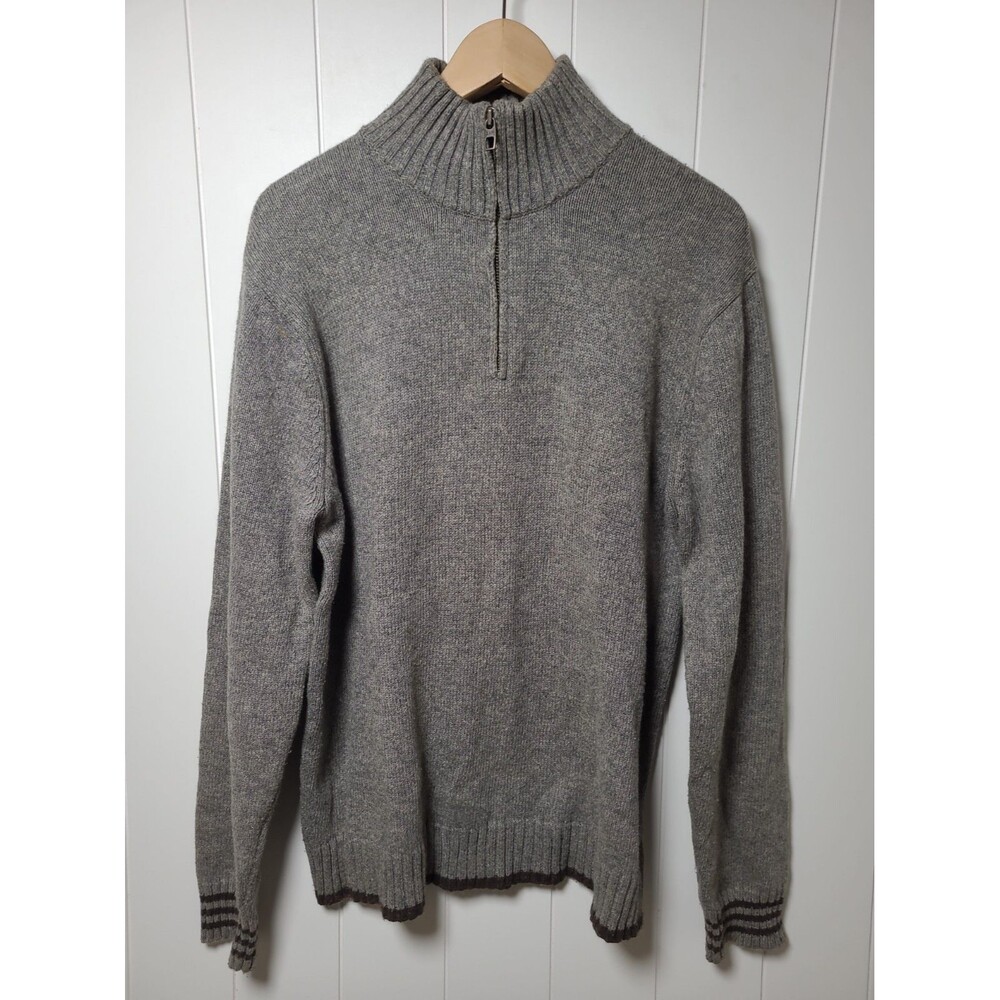 Vintage Gap 1/4 Zip Sweater Men Large Gray Wool Blend Fall Winter